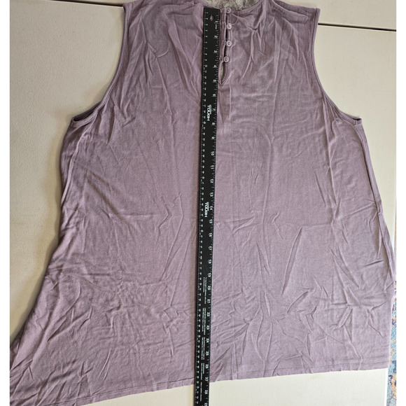 Paper + Tee Sleeveless Blouse Women's 2X Purple Lace V Neck Trim Ruffles Buttons - Picture 8 of 16